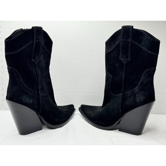 Jeffrey Campbell Black Suede Western Boots Size 6 Pointed Toe Wedge Heel NEW - Picture 5 of 10